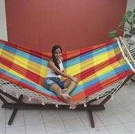 Mega stor stof ternet hængekøje med bredde 140 cm rundstokke